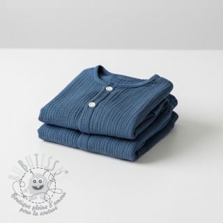 Tissu double gaze/mousseline indigo