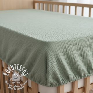 Tissu double gaze/mousseline dark mint