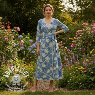 Tissu coton JEANS EMBROIDERY Flora design D