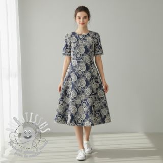 Tissu coton JEANS EMBROIDERY Niva design A