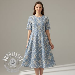 Tissu coton JEANS EMBROIDERY Square light blue