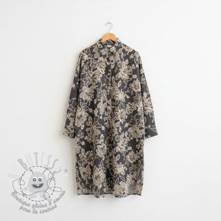 Tissu coton JEANS EMBROIDERY Bouquet black