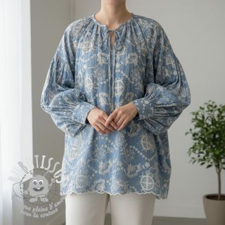 Tissu coton JEANS Embroidery Buttercup