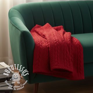 Tissu maille tricot jacquard Cably dark red