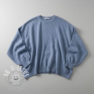 Tissu maille tricot jacquard Diamond baby blue