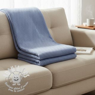 Tissu maille tricot jacquard Diamond baby blue