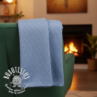 Tissu maille tricot jacquard Diamond baby blue