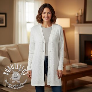 Tissu maille tricot jacquard Diamond off white