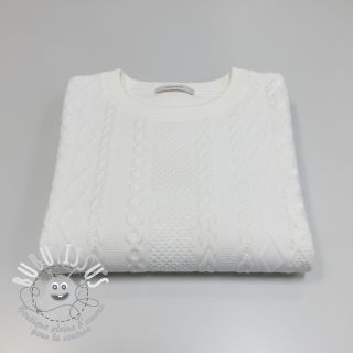 Tissu maille tricot jacquard Cable white