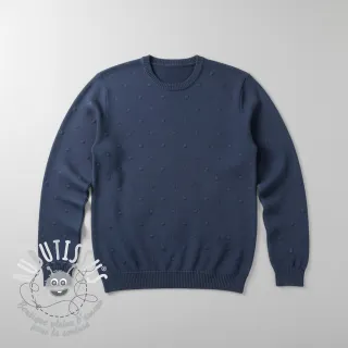 Tissu tricot BIG KNIT DOT navy