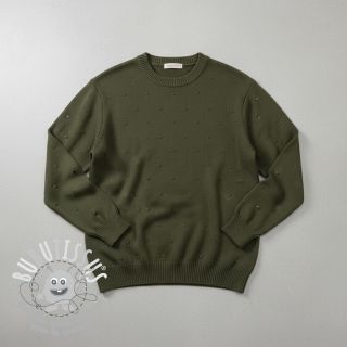 Tissu tricot BIG KNIT DOT camo green