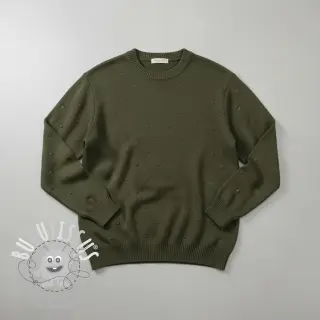 Tissu tricot BIG KNIT DOT camo green
