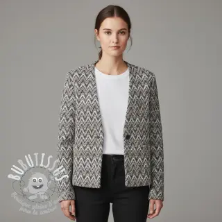 Tissu maille tricot jacquard Comfilia Zigzag wavy brown