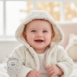 Tissu de manteau TEDDY Tossed hearts silver