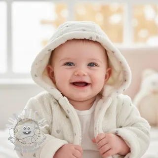Tissu de manteau TEDDY Tossed hearts silver