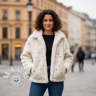 Tissu de manteau TEDDY Tossed hearts gold