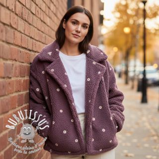 Tissu de manteau TEDDY EMBROIDERY Mini rosewood