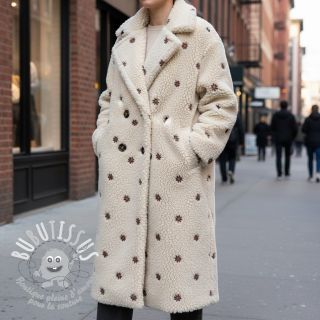 Tissu de manteau TEDDY EMBROIDERY Mini ecru