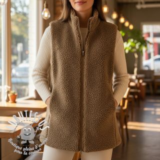 Tissu de manteau TEDDY soft taupe