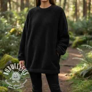 Tissu de manteau TEDDY black