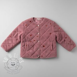 Tissu de manteau EMBROIDERY Little mushrooms old pink