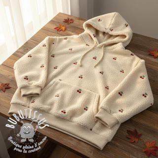 Tissu de manteau TEDDY EMBROIDERY Cherries