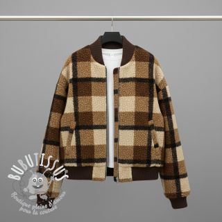 Tissu de manteau Bouclé Squares design E