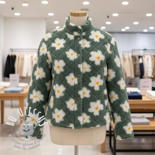 Tissu de manteau TEDDY Daisy old green