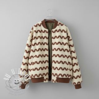Tissu de manteau TEDDY JACQUARD Waves camel