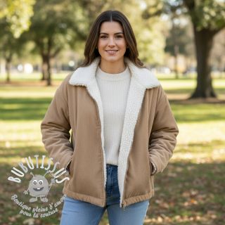 Tissu velours jersey TEDDY sand