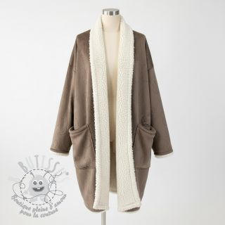 Tissu velours jersey TEDDY Bunny taupe