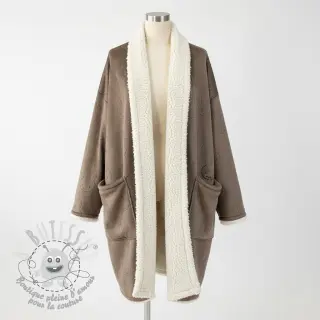 Tissu velours jersey TEDDY Bunny taupe