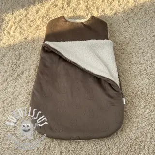Tissu velours jersey TEDDY Bunny taupe