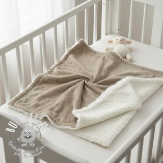 Tissu velours jersey TEDDY Bunny sand