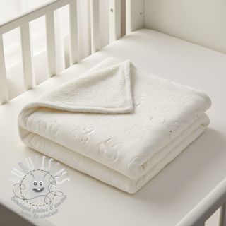 Tissu velours jersey TEDDY Bunny off white