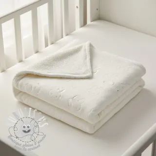 Tissu velours jersey TEDDY Bunny off white