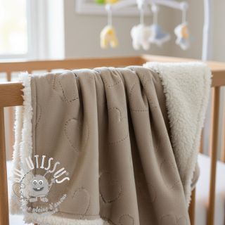 Tissu velours jersey TEDDY Hearts sand