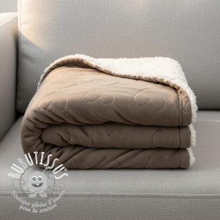 Tissu velours jersey TEDDY Hearts taupe