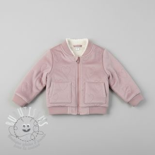 Tissu velours jersey TEDDY Hearts old pink