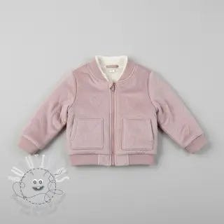 Tissu velours jersey TEDDY Hearts old pink