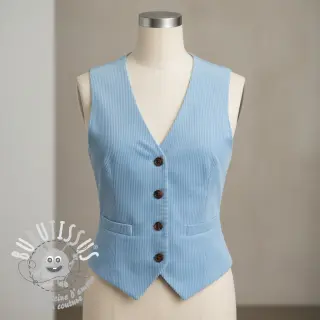 Tissu velours cotelé 6W WASHED STRETCH light blue