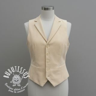 Tissu velours cotelé 6W WASHED STRETCH butter