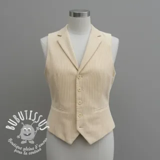 Tissu velours cotelé 6W WASHED STRETCH butter