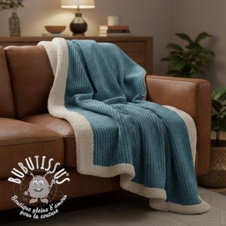 Tissu velours cotelé Cofur fleece petrol