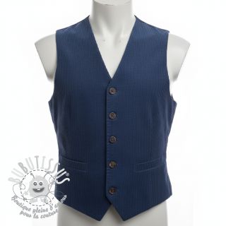 Tissu velours cotelé 6W WASHED STRETCH marine