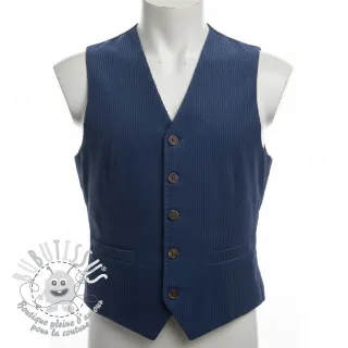 Tissu velours cotelé 6W WASHED STRETCH marine