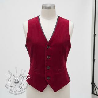 Tissu velours cotelé 6W WASHED STRETCH dark red