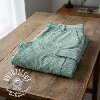 Tissu velours cotelé 6W WASHED STRETCH mint