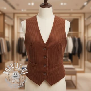 Tissu velours cotelé 6W WASHED STRETCH nutbrown