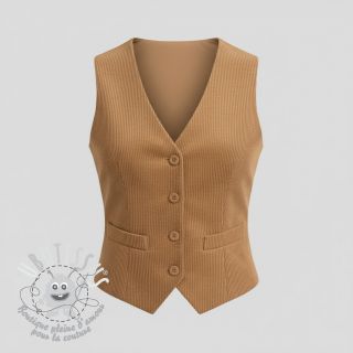 Tissu velours cotelé 6W WASHED STRETCH camel